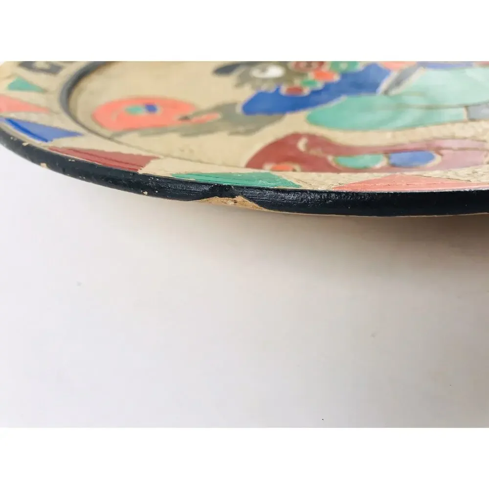 Rare Antique Earthy Clay Pottery Plate From Guatemala 12